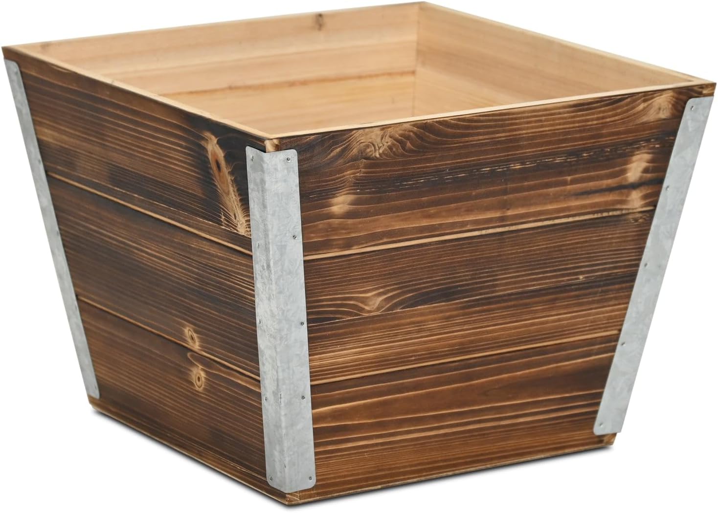 Cheungs Cavorn Tapered Square Planter Bucket - Medium Wooden Rustic