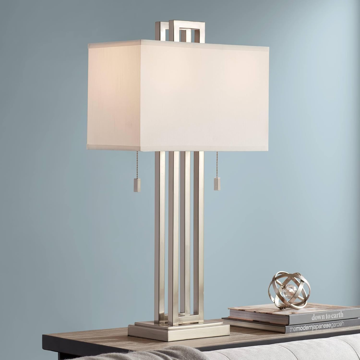 Possini Euro Design Gossard Modern Table Lamp 30" Tall Brushed Nickel
