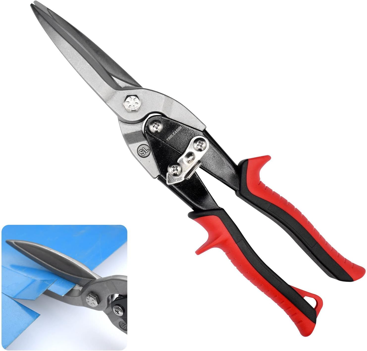 TOOLEAGUE Tin Snips Set for Cutting Metal Sheet, 4 Pcs Aviation Snip Left, Right, Straight and Long, Heavy Duty Metal Cutter with Forged Blade