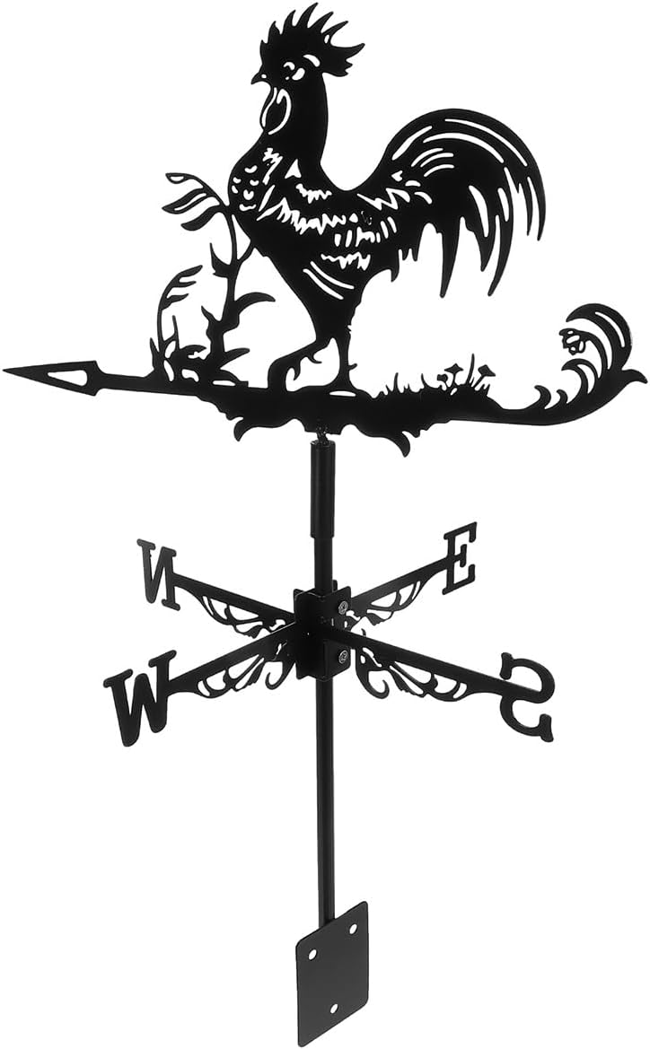 QUYWAZP Rooster Wind Vane, Rooftop Weather Vane Metal Scene Garden Decor Roof Garden