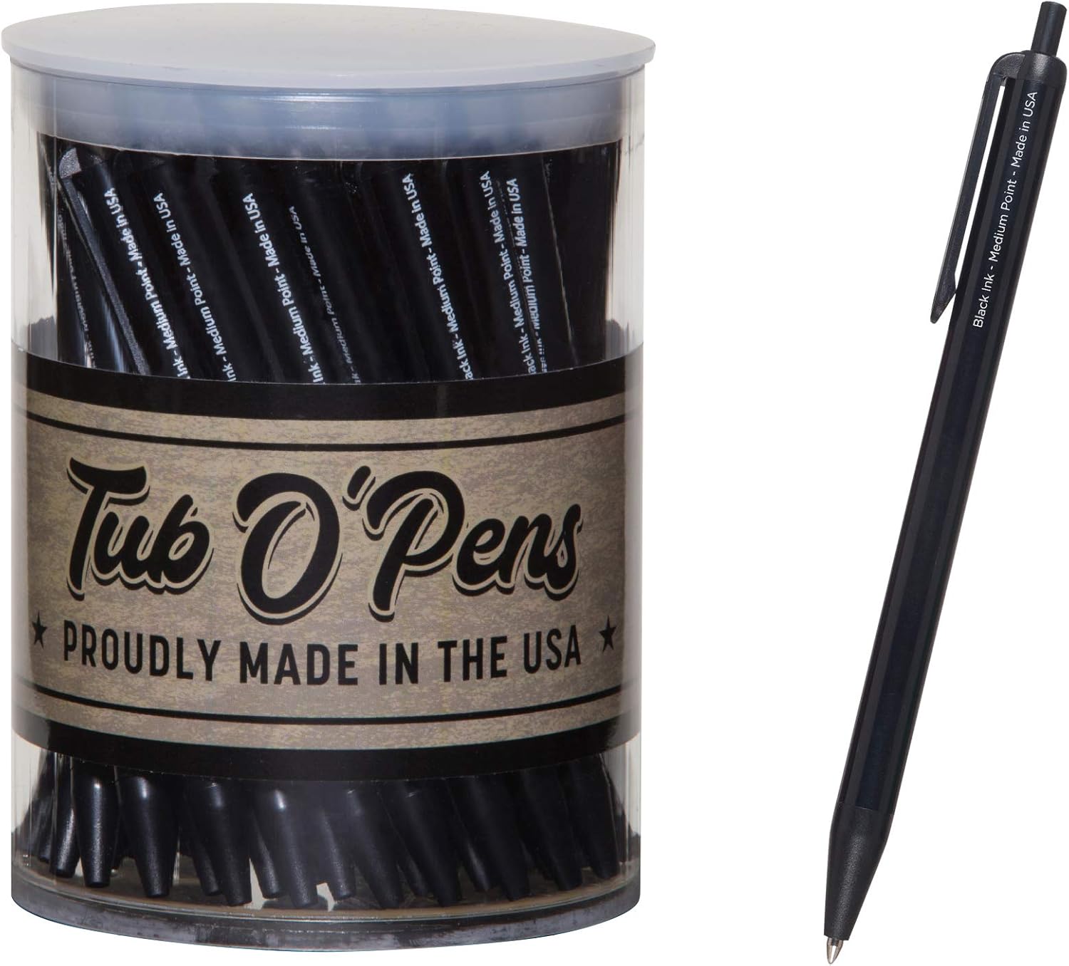 RevMark Tub o' Pens – Retractable Ballpoint, 50 Black Pens