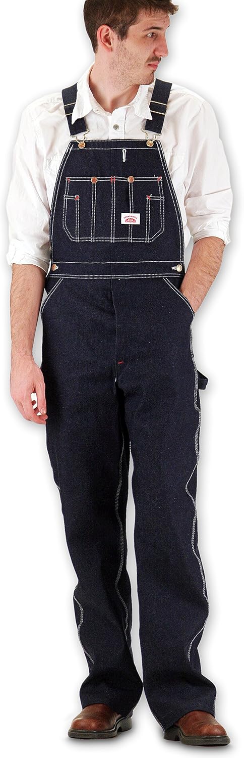 Round House #966 Classic Button-Fly Blue Denim Bib Overalls