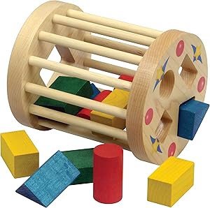 Shape Sorter Round Cage with 3 Each of 4 Colored Shapes