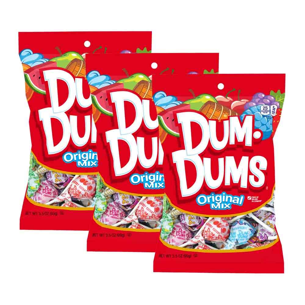 Dum Dums Lollipops, 3.5 oz Bags, 3-Pack (42 Pops)