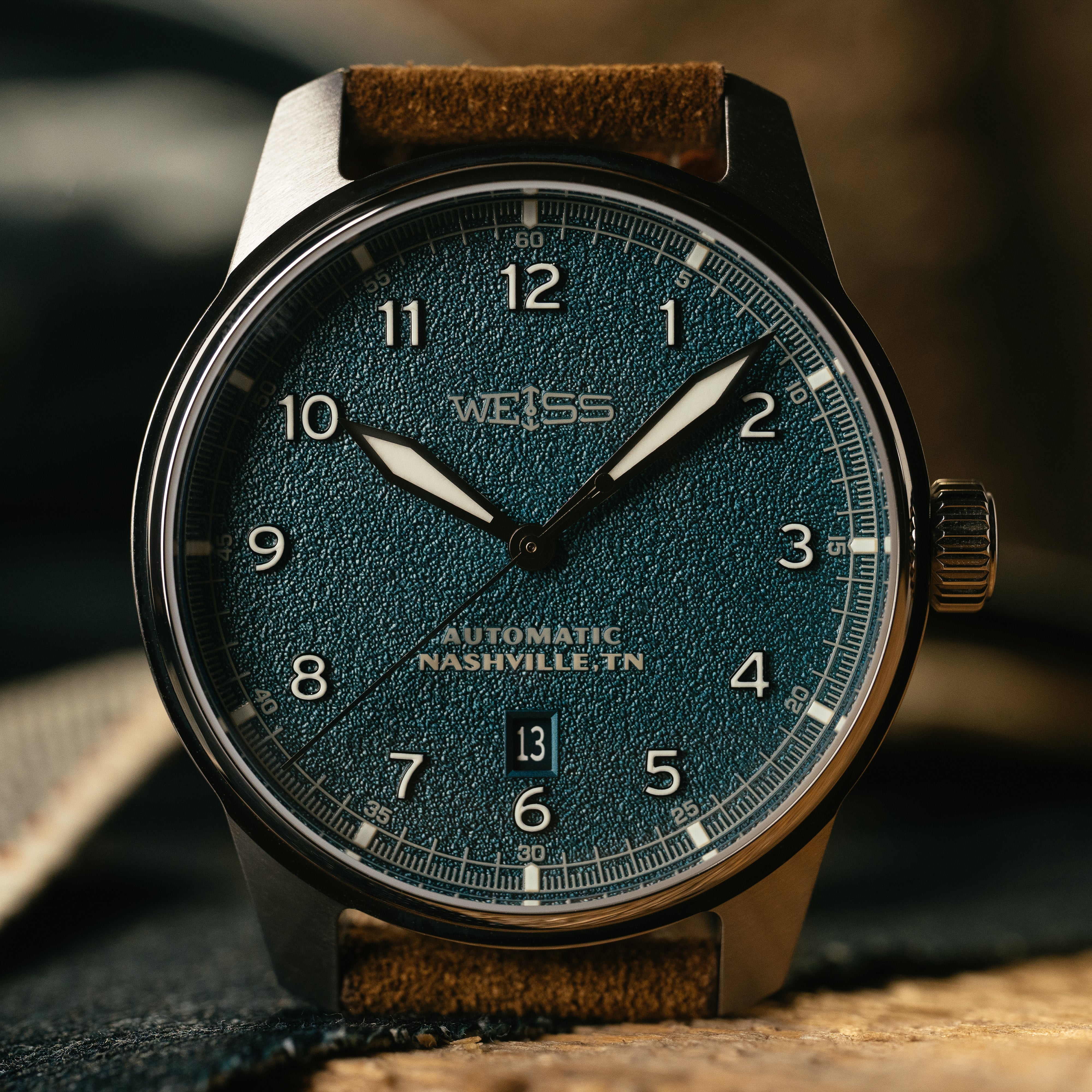 Limited Edition 42mm Automatic Field Watch: Textured Denim Dial