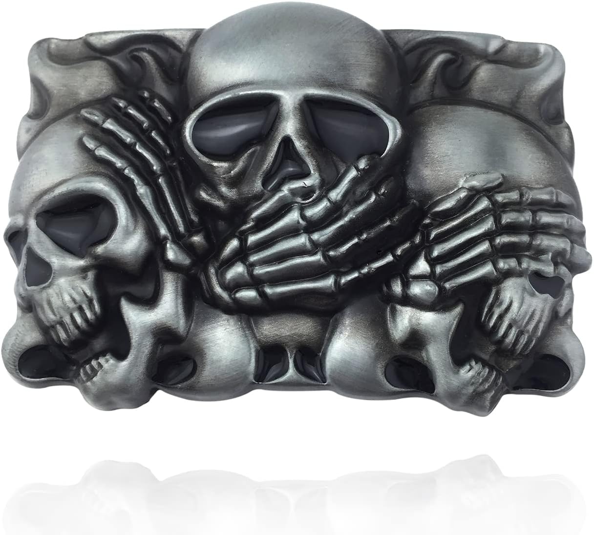 XGALBLA Western Cowboy Skull Belt Buckle for Mens Grey Tone