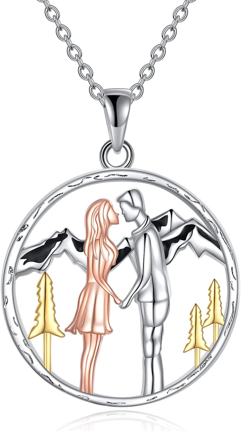 Generic Girlfriend Necklace Sterling Silver Nature Mountain Tree Necklace I Love You Pendant Necklace Man and Women Valentines Day Jewellery for Wife Girlfriend