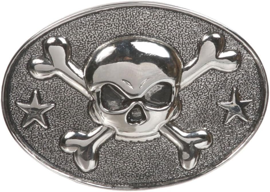 NORICAP Western Oval Skull & Cross Bone Belt Buckle Pewter