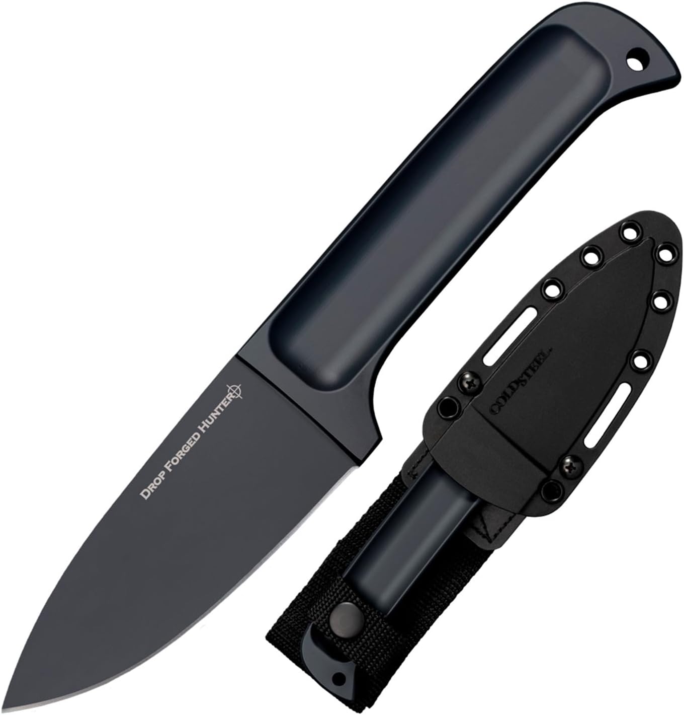 Cold Steel Drop Forged Hunter 4" 52100 High-Carbon Steel Drop Point Fixed Blade Multi-Purpose Outdoor Game Hunting Utility Knife, 4-5/8" Handle, Weather-Resistant Secure-Ex Sheath