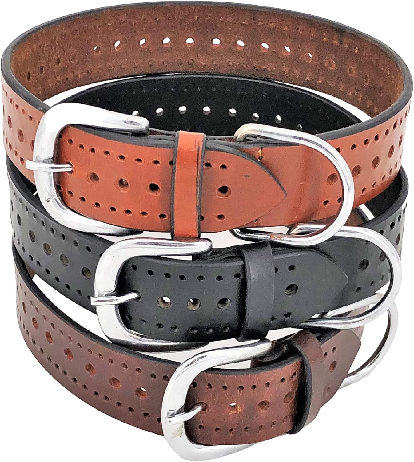 FDC Genuine Real Leather Dog Collar 1.5" Width for Medium and Large Pets (M: Neck 12" - 14", Black)