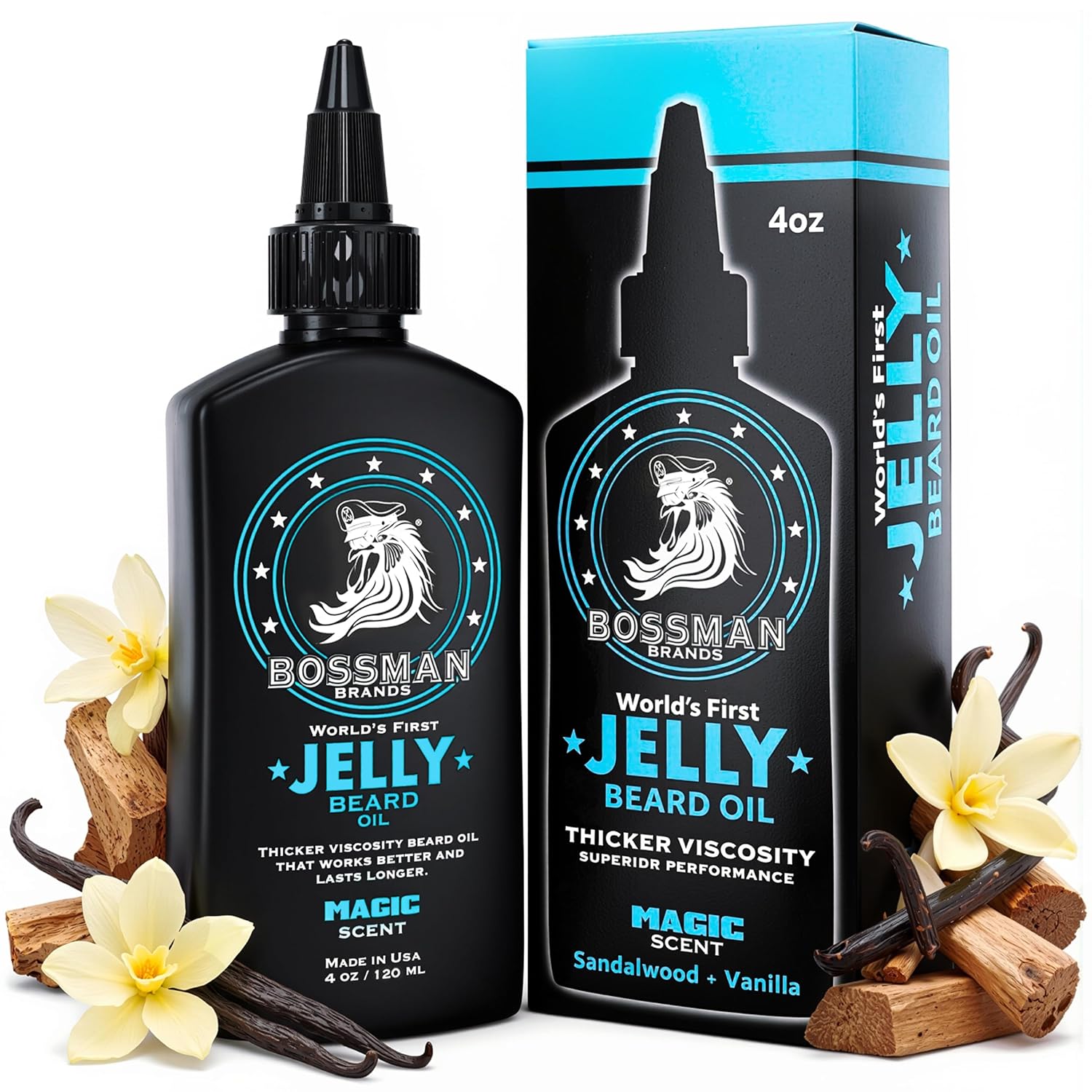 Bossman Jelly Beard Oil for Men (4 oz, Magic Scent)