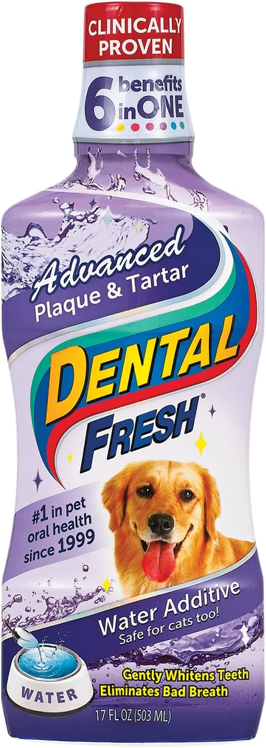Dental Fresh Advanced Plaque and Tartar Water Additive for Dogs, Reduces Gum Disease Up to 2x Better than Rinses and 5x Better Than Brushing (Mint), 8oz