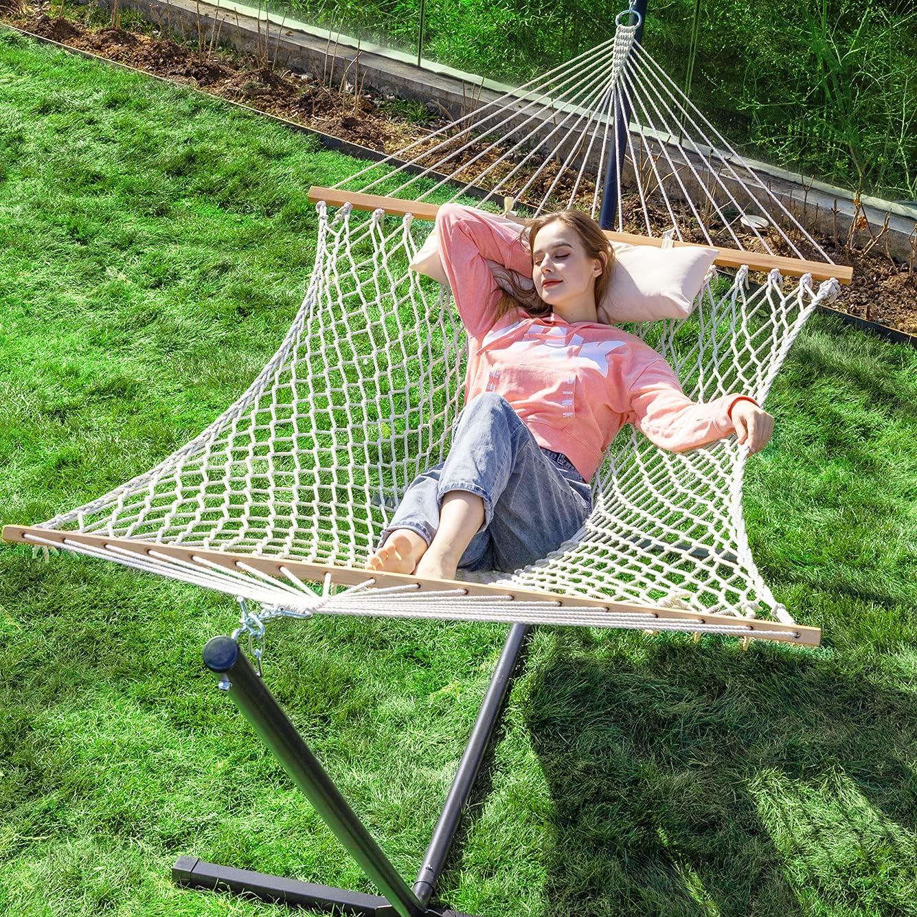 PNAEUT Double Rope Hammock with Stand Included