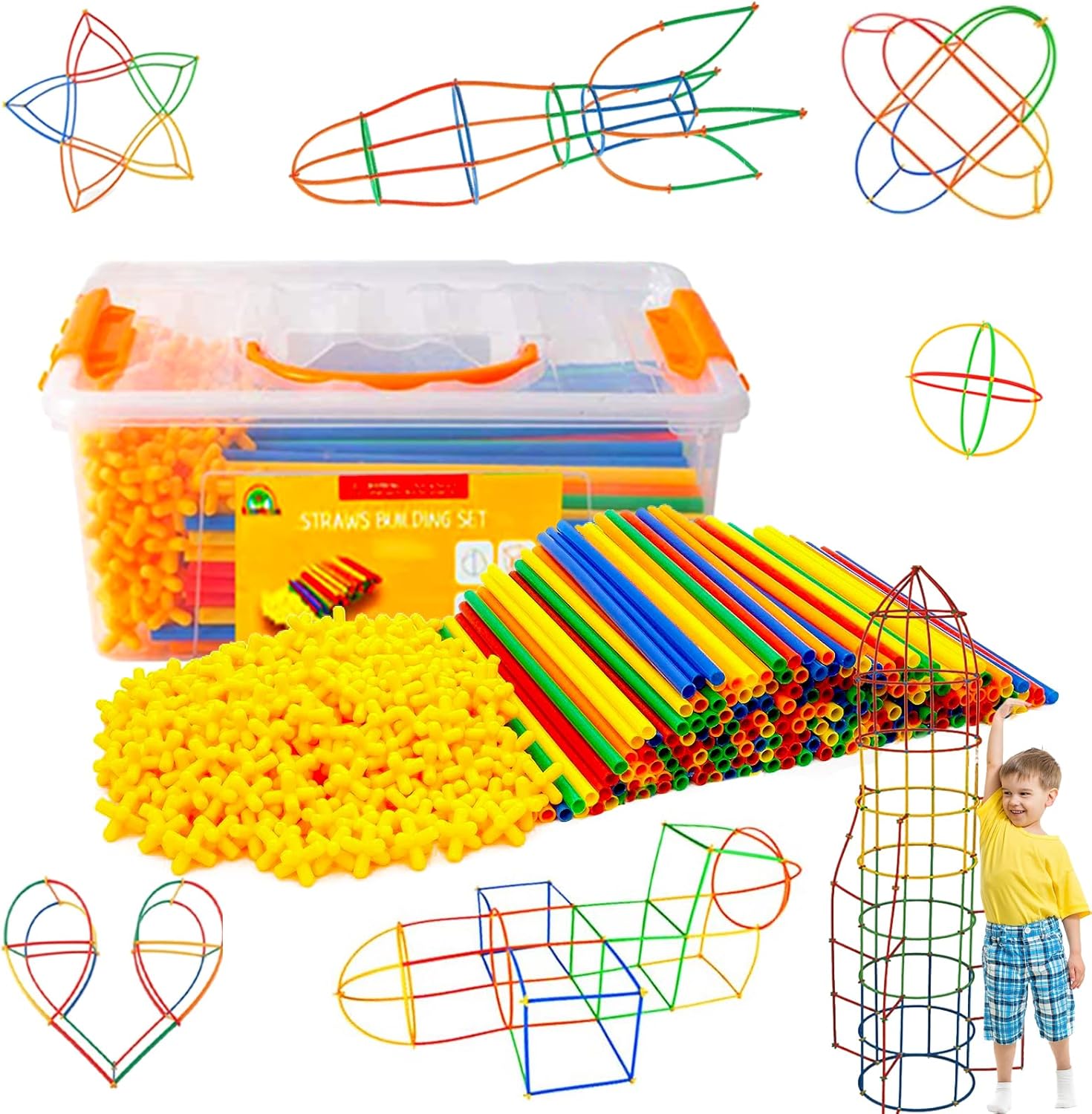 Straw Constructor STEM Building Toys 800 pcs-Colorful Interlocking Plastic Enginnering Toys