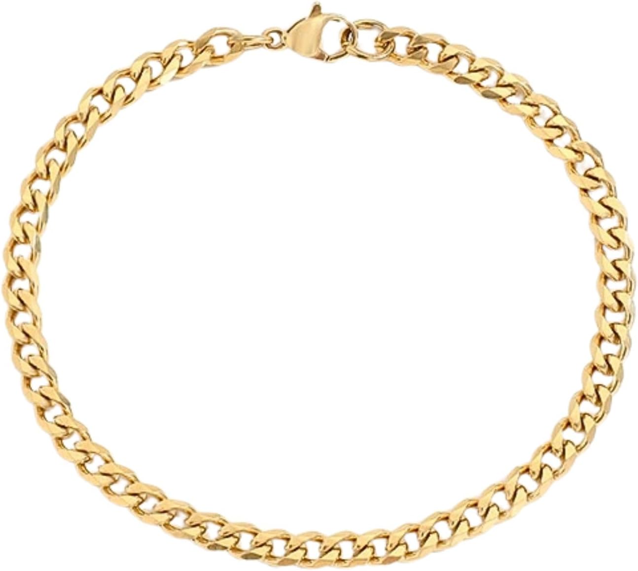 QueenBee Men's 4mm Cuban Link Bracelet - 14K Gold Plated Stainless Steel