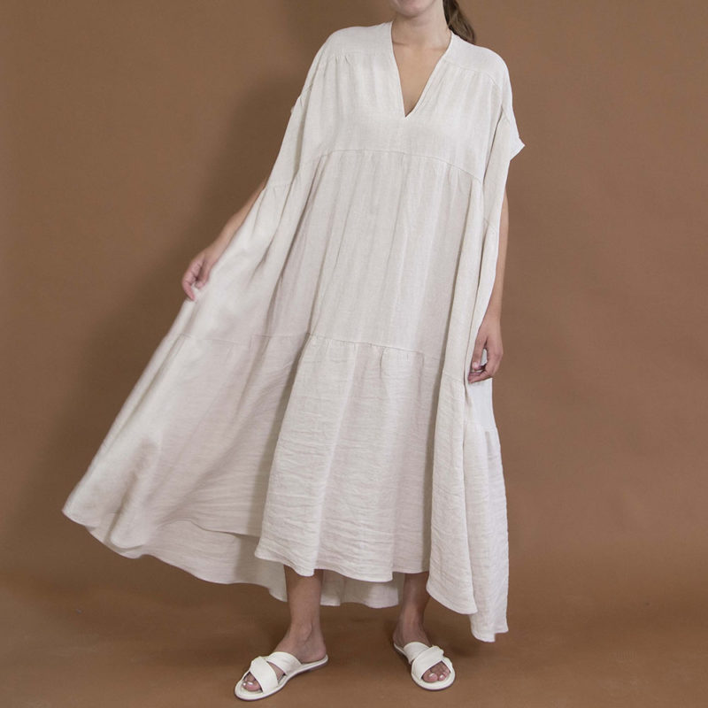 Double V Tiered Maxi Dress