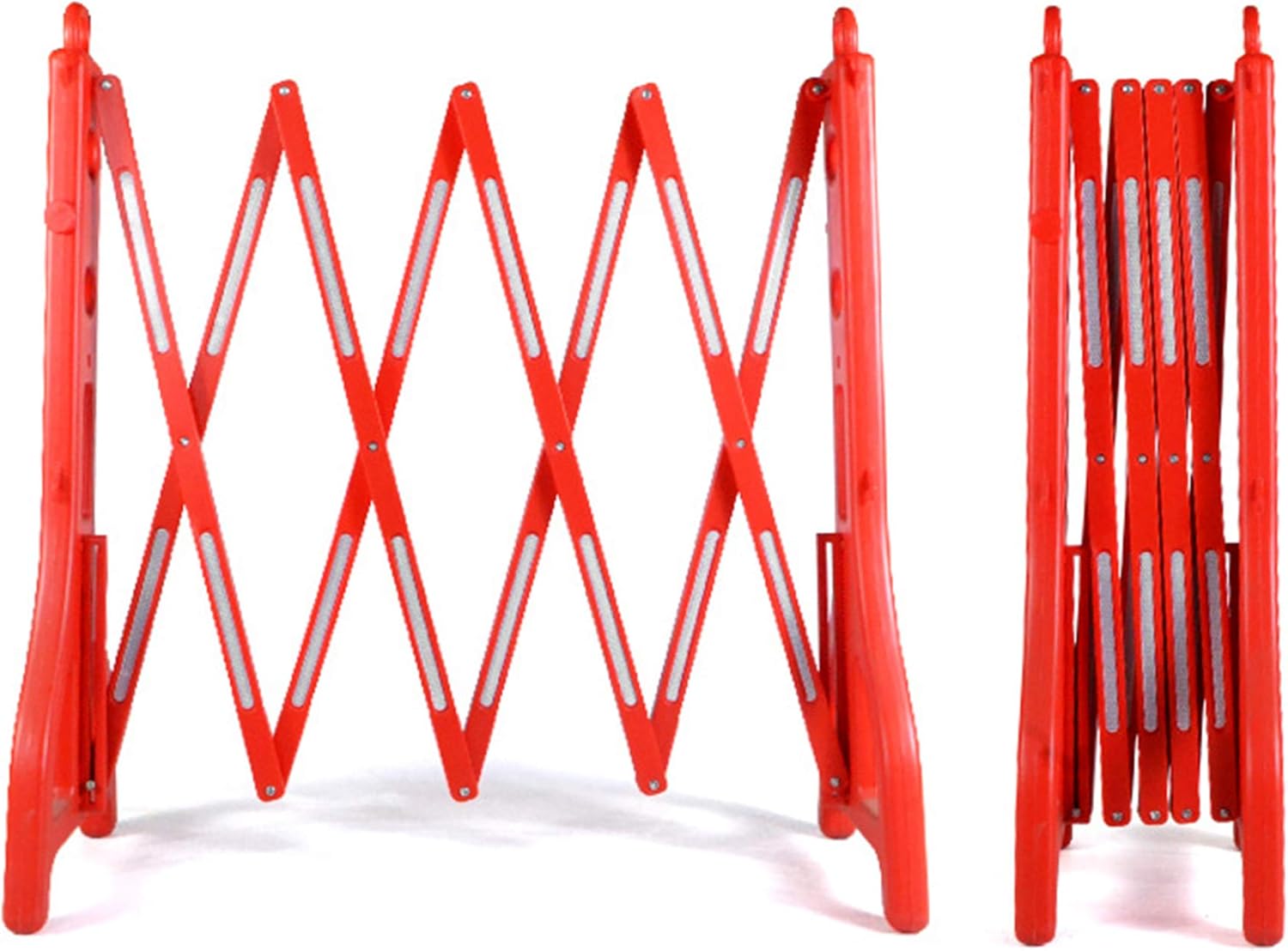 Unknown Folding Barricade – 8 Ft Portable Road Barriers with Reflectors, Construction Barricade Fence, Retractable Partition, Crowd Control Stands Divider,Red
