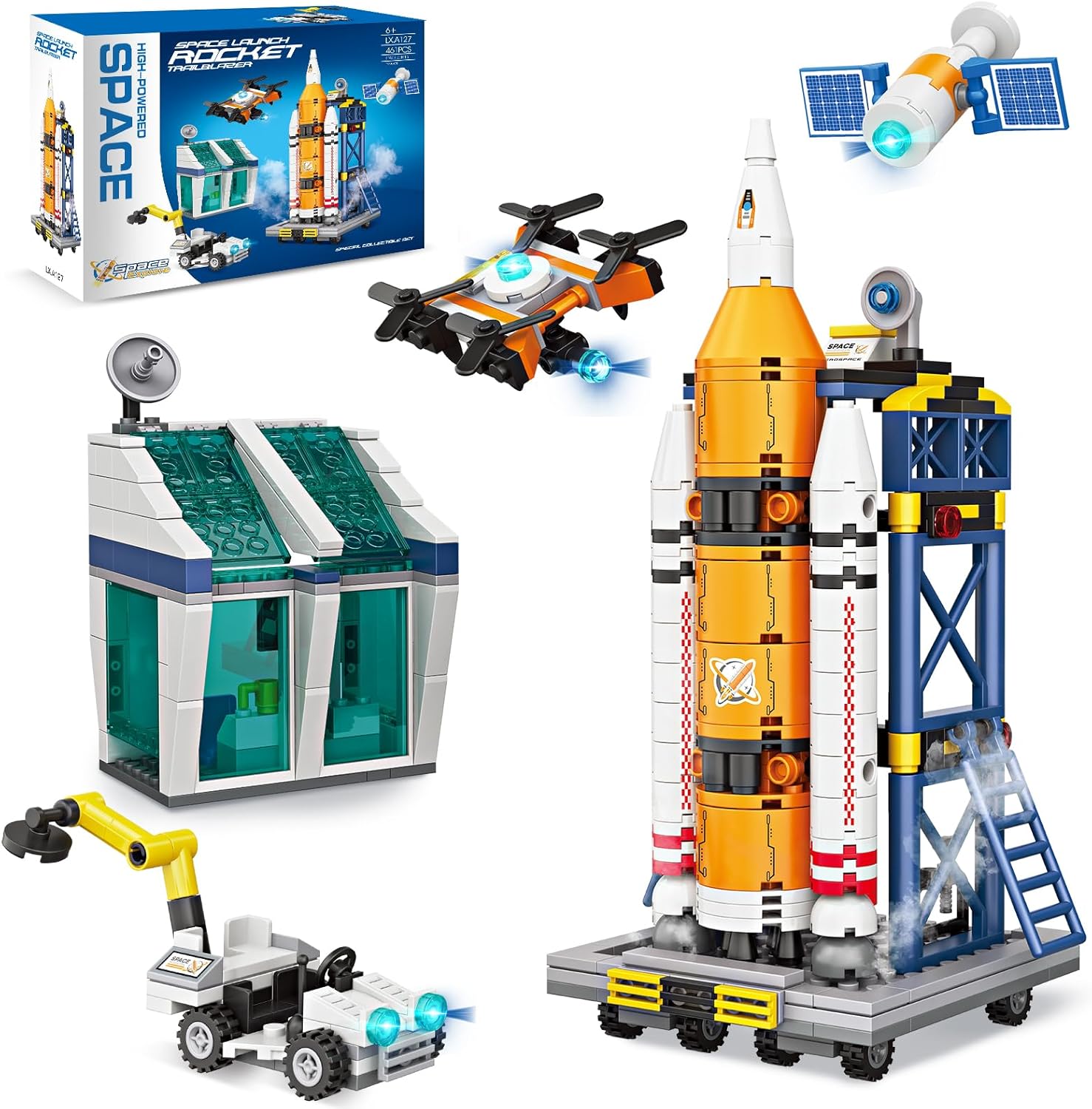 Sciencow Exploratory Building Blocks Set: 461PCS Rocket, Space Shuttle, Moon Buggy, and Satellite Kit