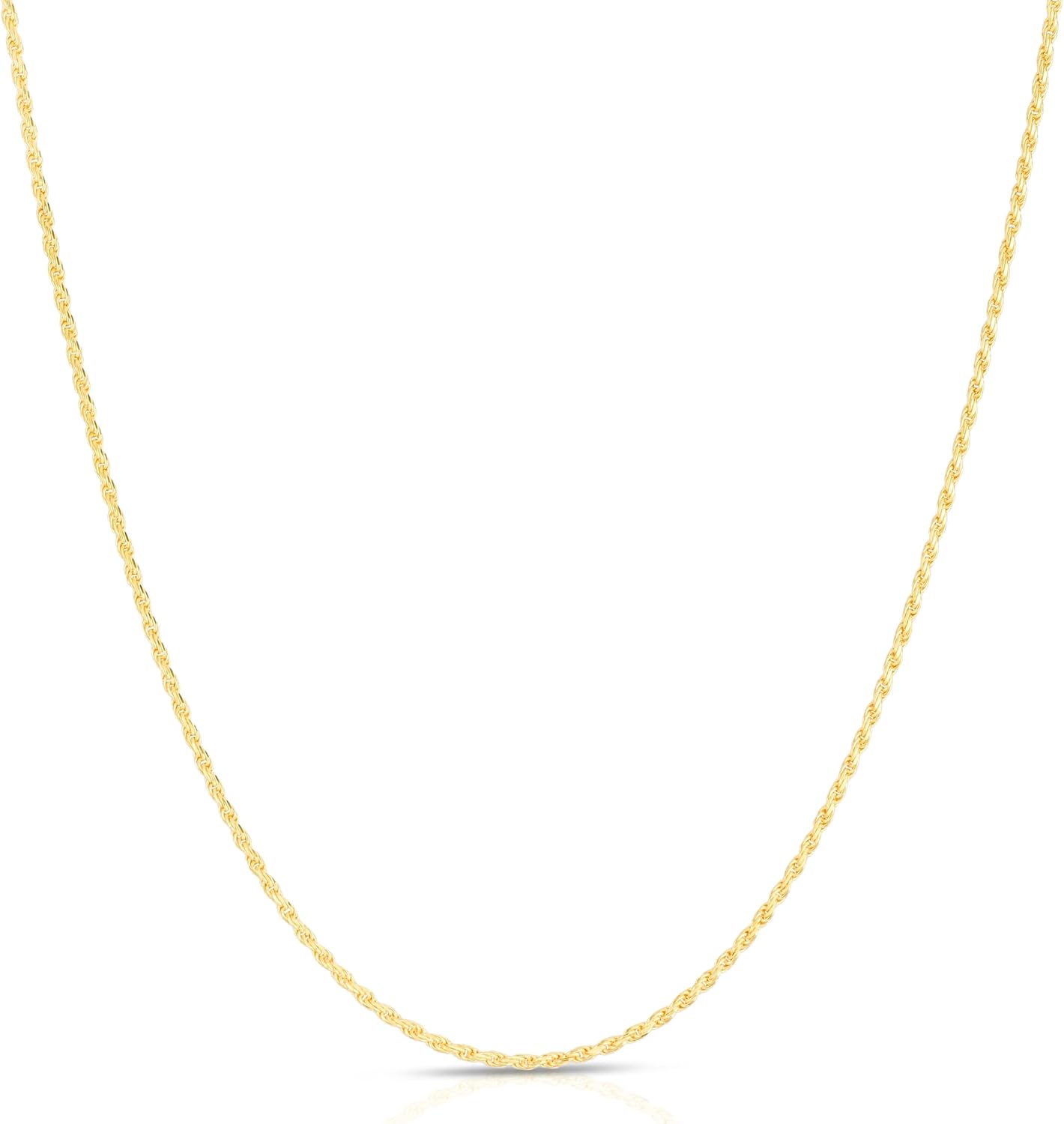 Next Level Jewelry Solid 14K Gold Vermeil Sterling Silver Rope Diamond-Cut Necklace