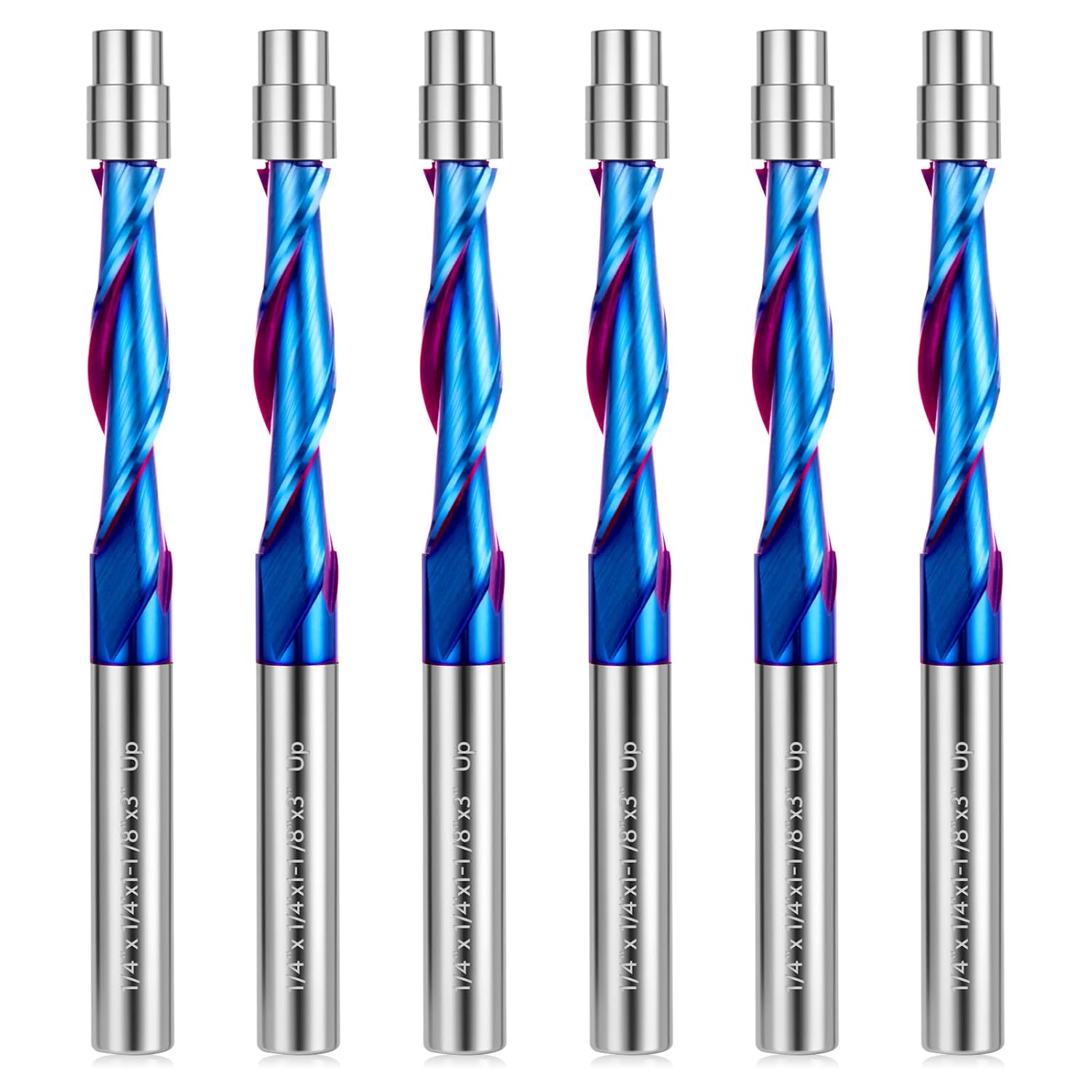 Generic Upcut Spiral Flush Trim Router Bit Set 1/4 Inch Shank