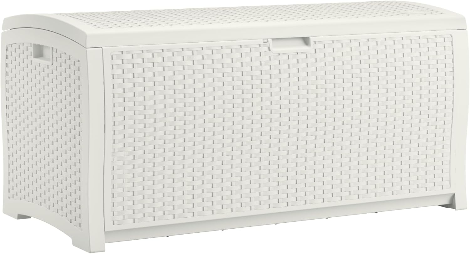 99-Gallon Wicker Horizontal Outdoor Deck Box