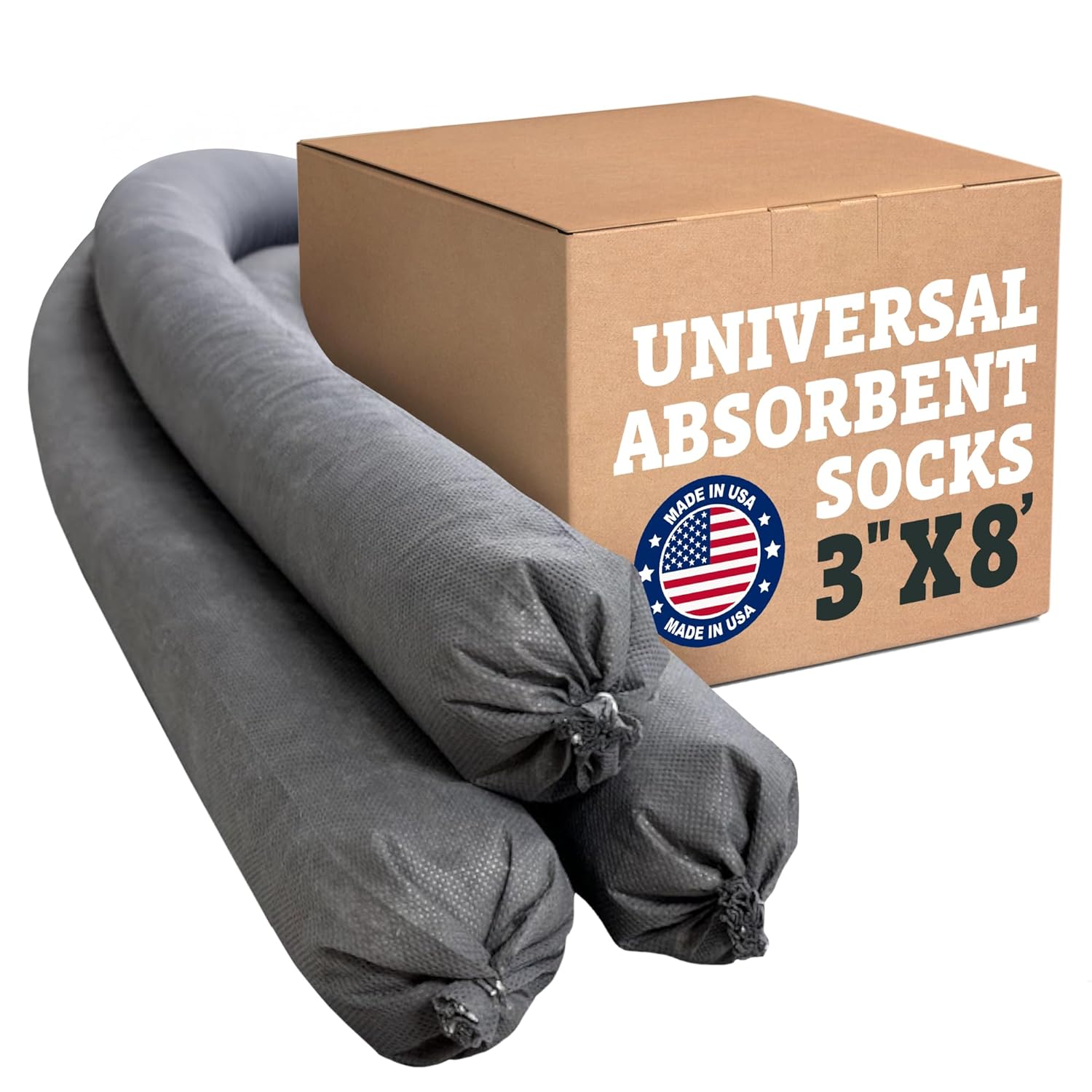 Intermountain Absorbents Universal Absorbent Socks - Water & Oil Absorbent (3 Pack)