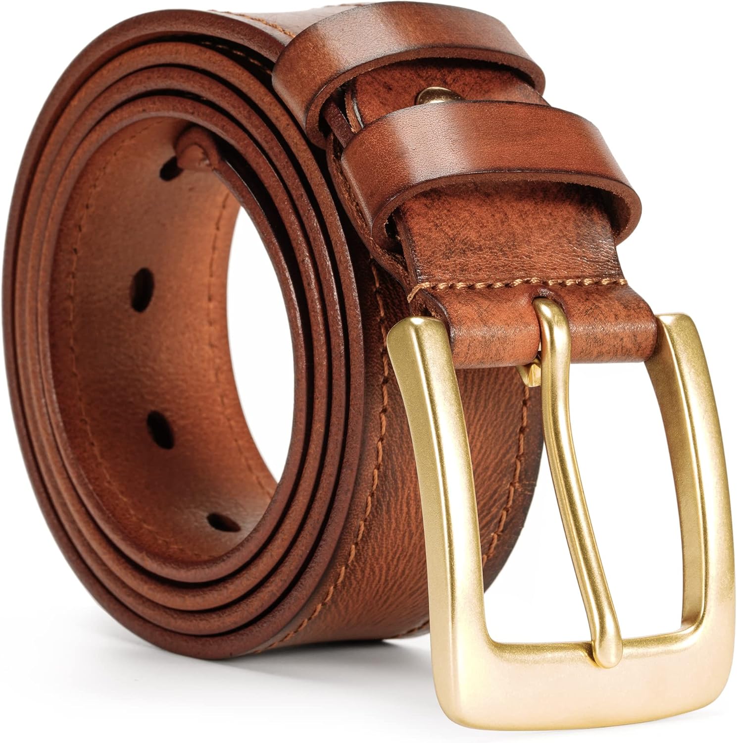 VIPERADE VD2 Men's Full Grain Leather Handmade Belt with Brass Buckle