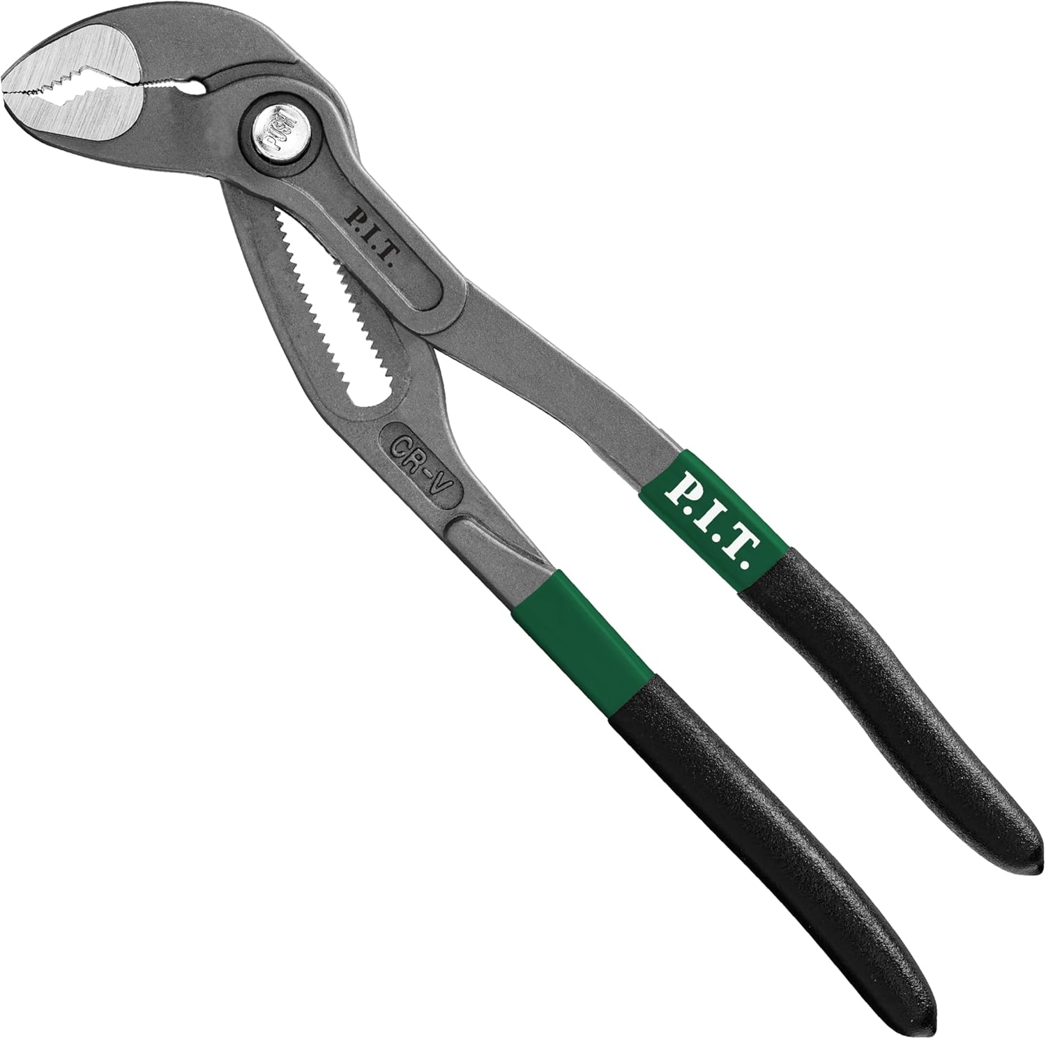 P.I.T. 10-Inch Water Pump Pliers, Fast Adjust Tongue and Groove Pliers, V-Jaw Groove Joint Pliers with Red Grips On Pipes, Bolts and Nuts
