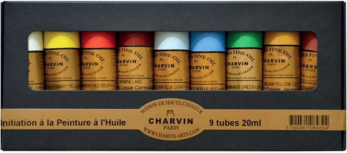 Charvin Extra Fine Professional Oil Paint Set for Artists, Basic Colors - Bonjour Set of 9