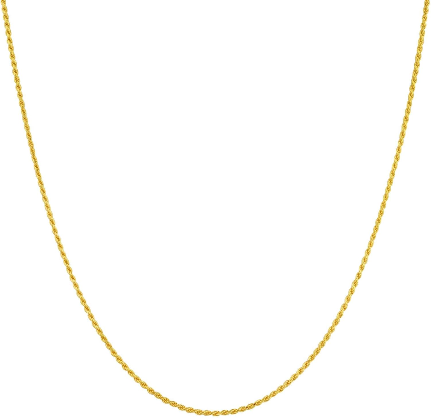 Gem Avenue 14k Gold Over 925 Sterling Silver 1.5mm Vermeil Rope Chain Necklace