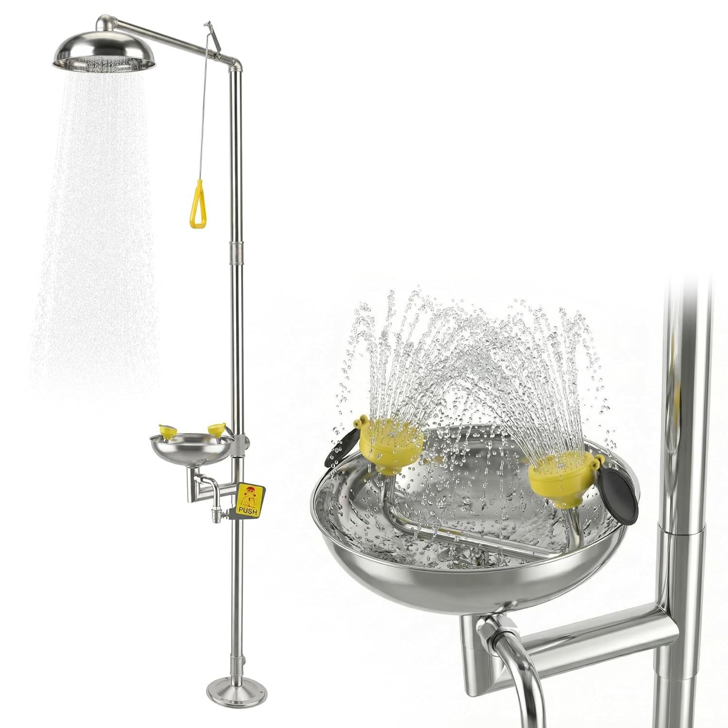 Generic Emergency Eye Wash Station with Shower, 304 Stainless Steel