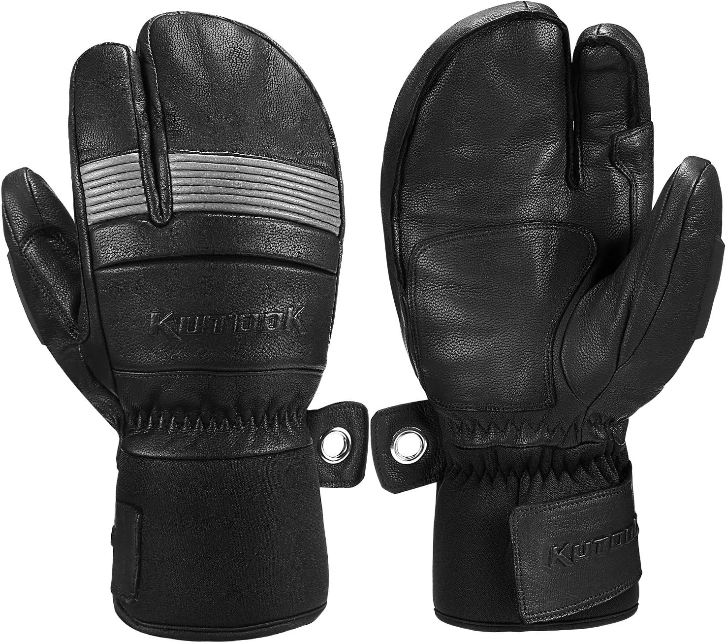 KUTOOK Ski Mittens with HIPORA Waterproof Membrane Goat Leather