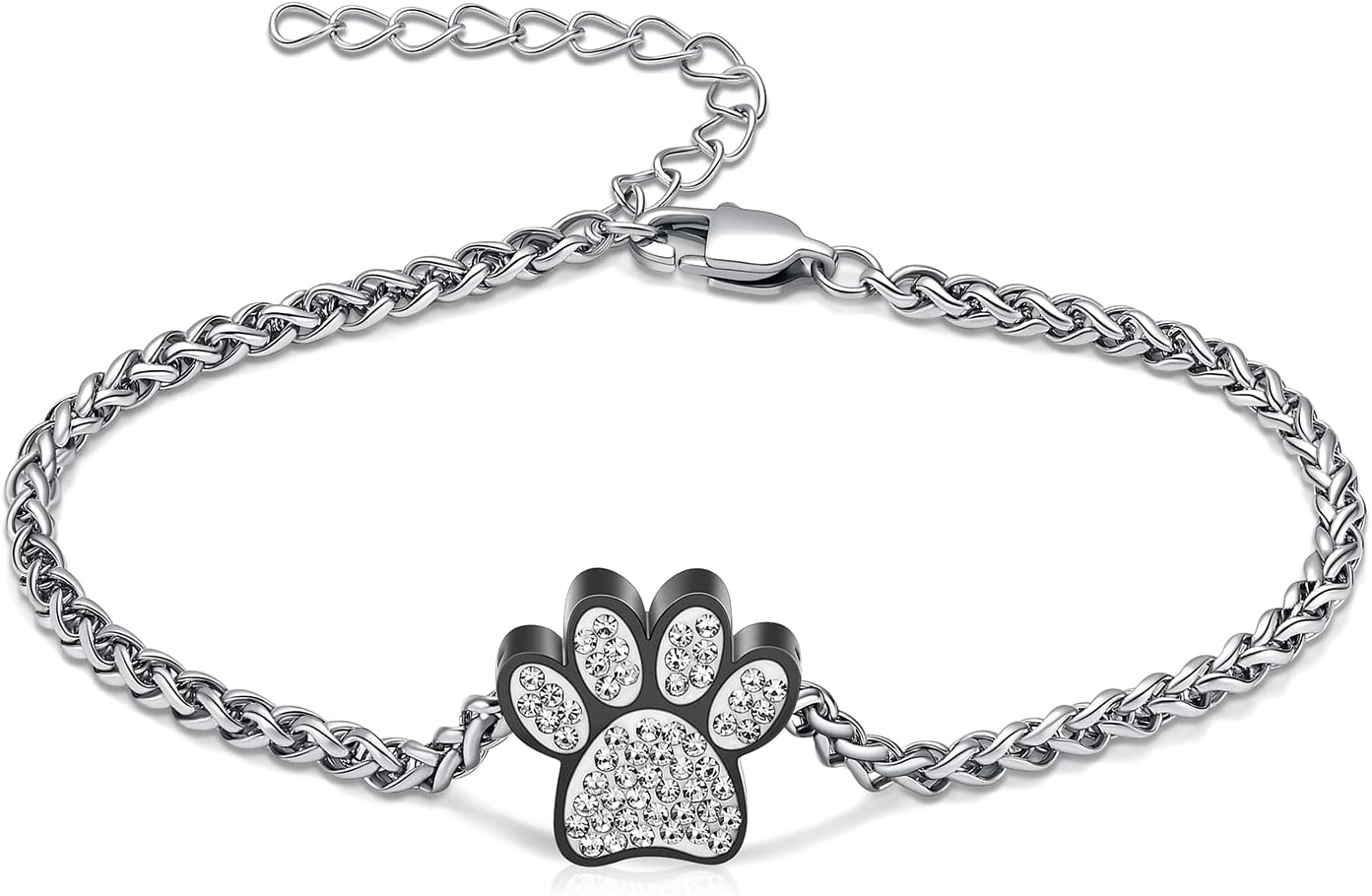 Constant Life Paw Print Cremation Urns Bracelet for Ashes Adjustable Braided Rope Keepsake Bangle Jewelry