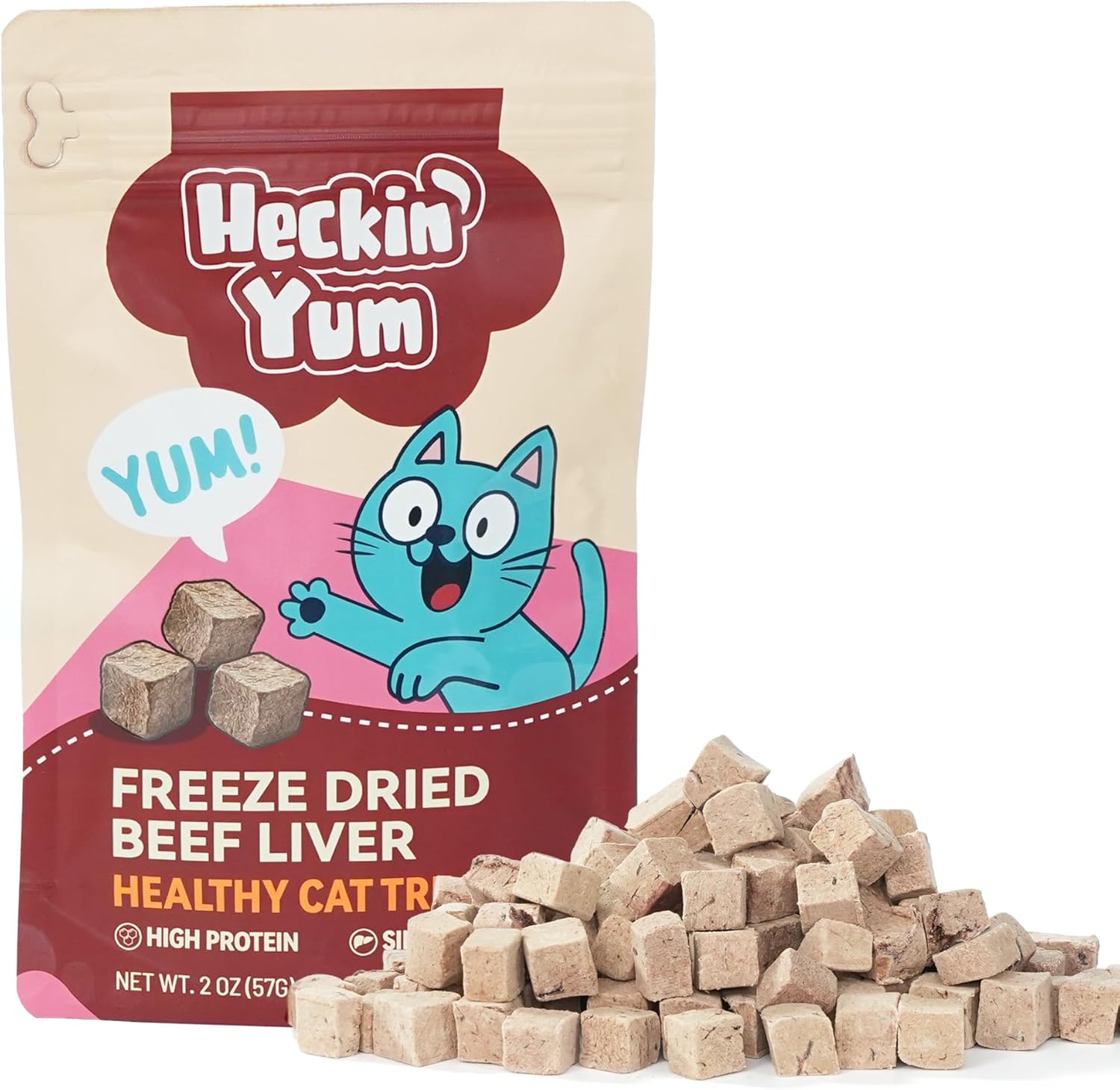 Heckin Yum Freeze Dried Beef Liver Cat, Dog Treats