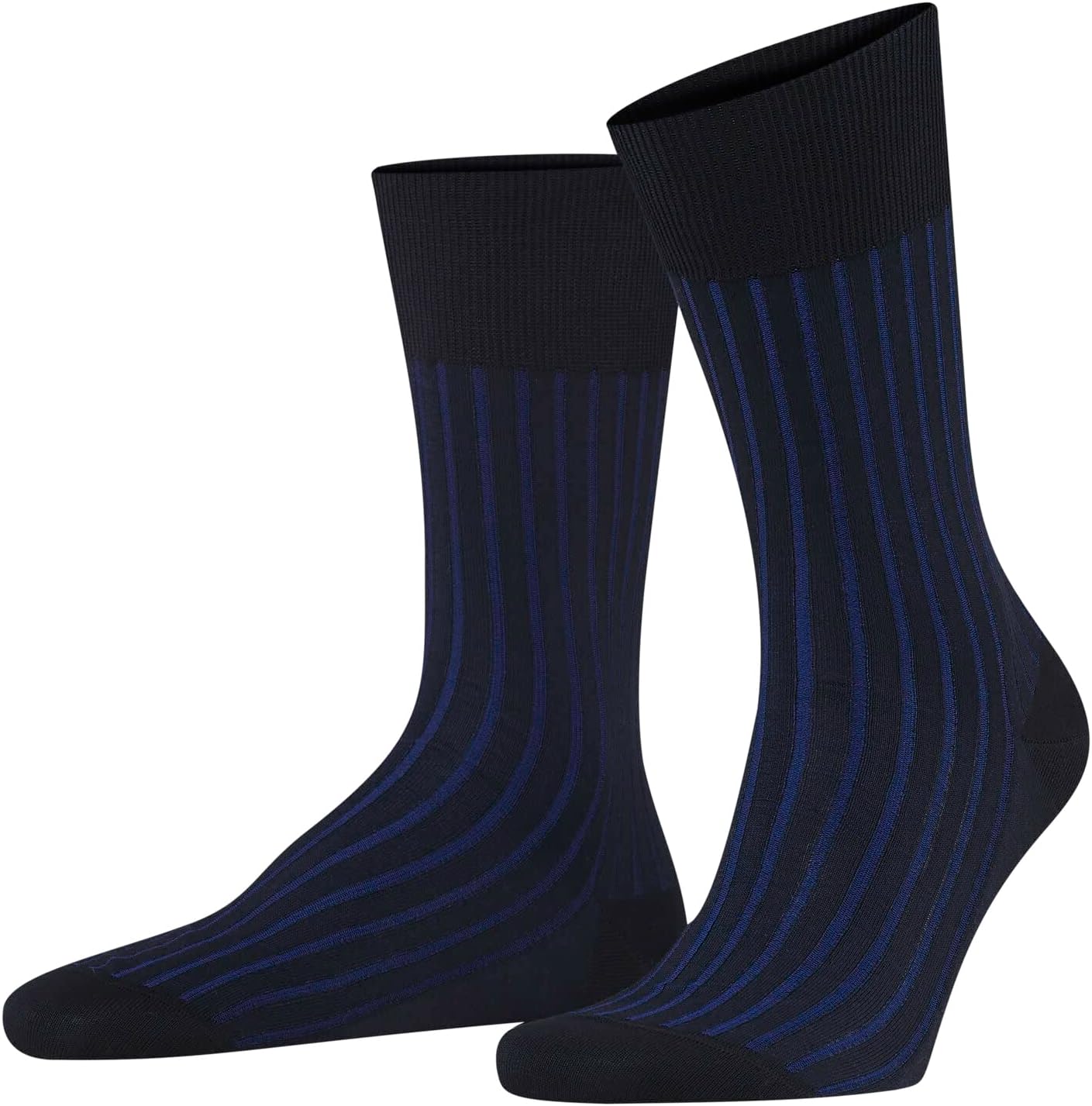 FALKE Men's Shadow Socks, Breathable, Cotton, Crew Length, Patterned Formal Socks, Lightweight, Trendy Work Clothing, Blue (Lupine 6360)