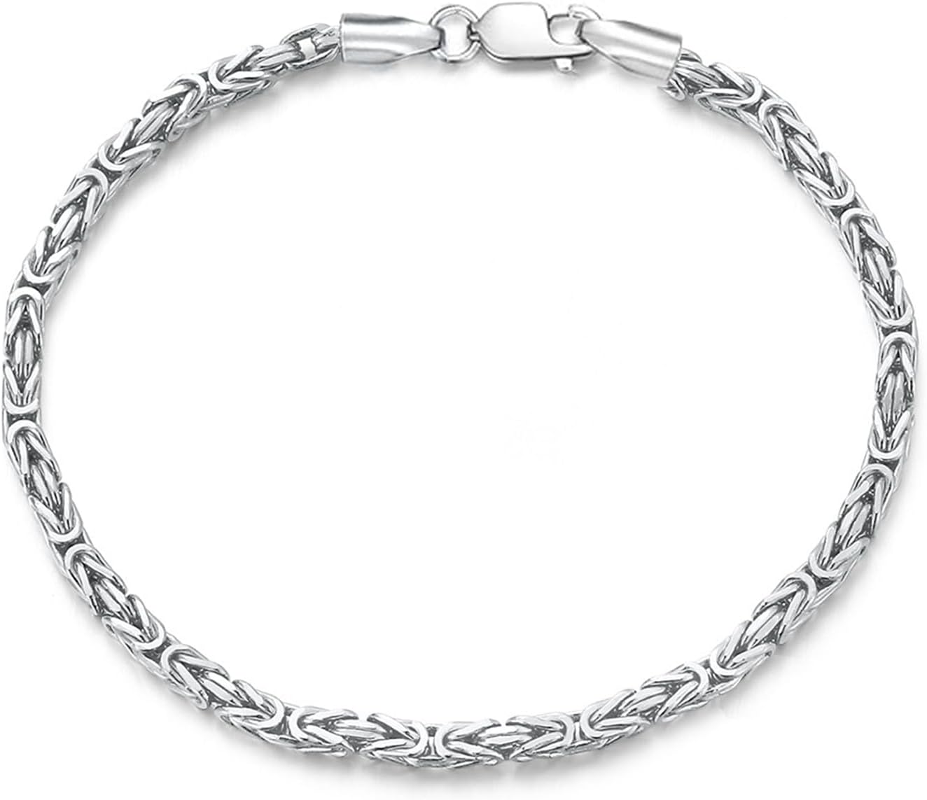 LELOUCHY Byzantine Chain Bracelet for Men Women Solid 925 Sterling Silver, Made in Italy 2.4mm 6.5 inch Link Bracelet Made in Italy with Lobster Clasp