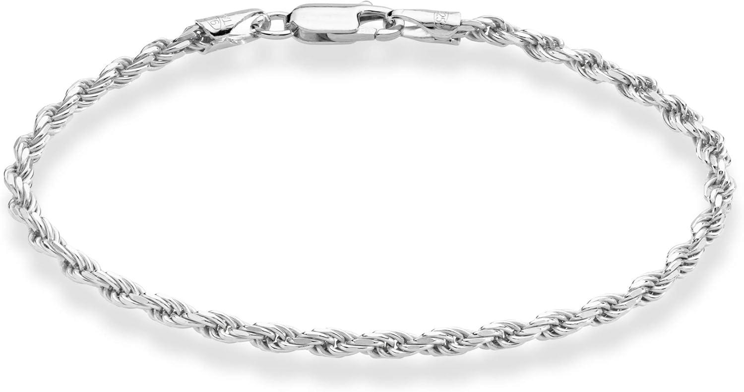 Miabella Italian 925 Sterling Silver Braided Rope Chain Bracelet