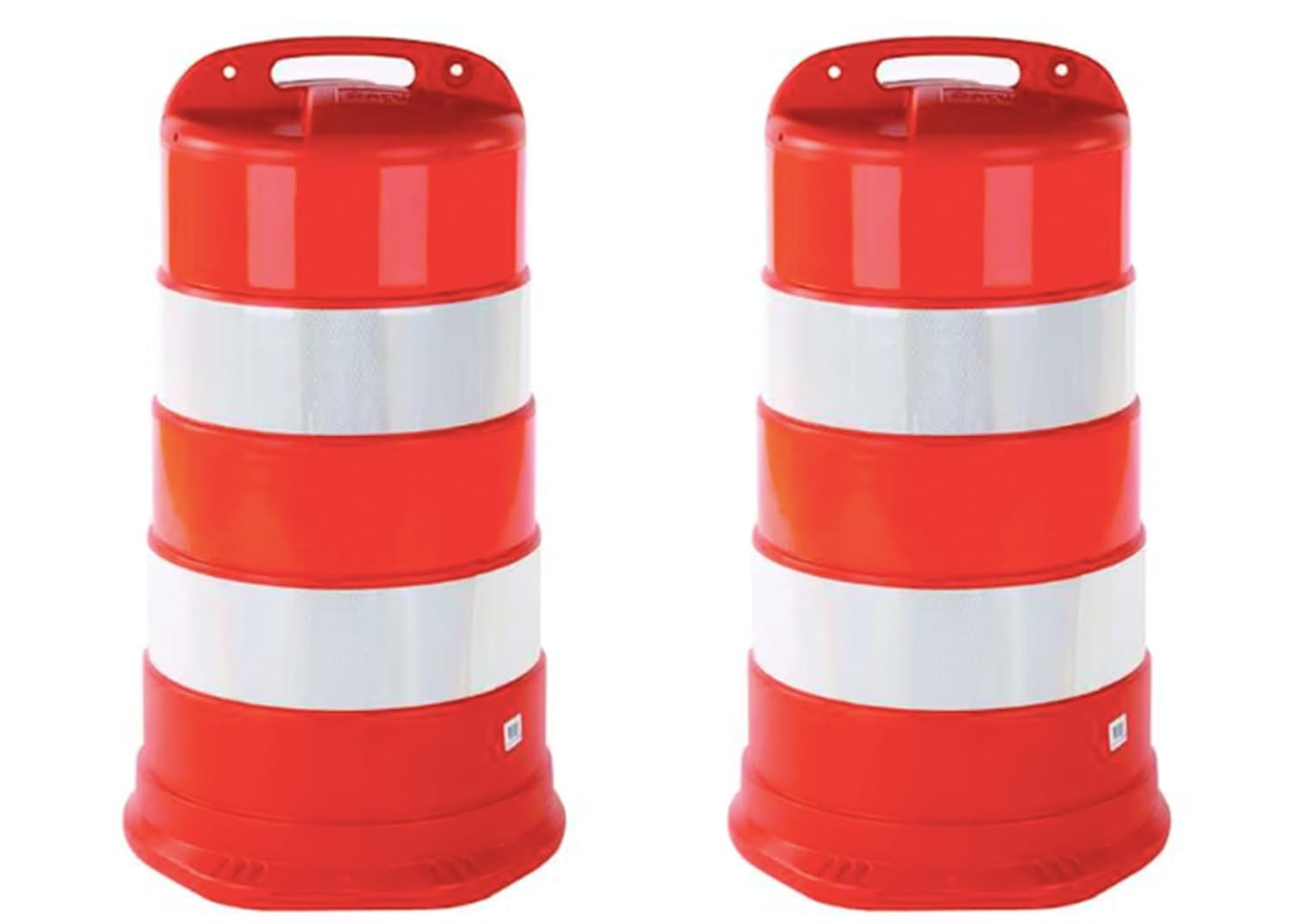 Generic 2 Pack 41.5" White and Orange Traffic Barrels 9lb Each HDPE 18" Diameter