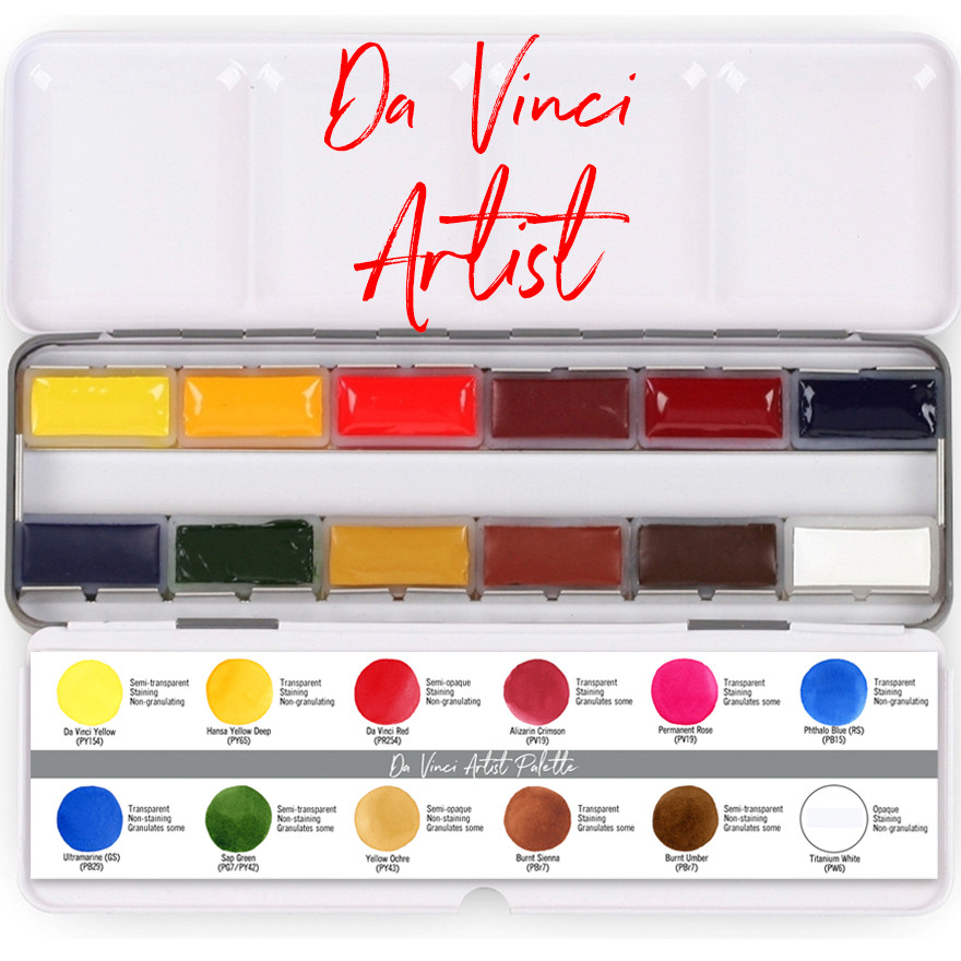 Da Vinci Watercolor Palette, 12 Full Pans