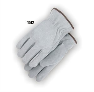 Majestic Glove 1512/7 General Purpose Gloves, Drivers, XS/SZ 7, Shoulder Split Cowhide Leather Palm, Split Cowhide Leather, Gray, Shirred Cuff, Unlined Lining, Keystone Thumb
