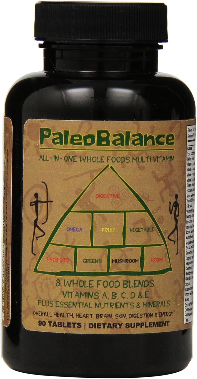 PaleoBalance All-in-One Whole Foods Multivitamin - Vitamin A, B, C, D & E Plus Essential Nutrients & Minerals Plus 8 Whole Foods Blends
