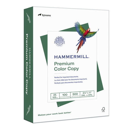 Hammermill Printer Paper, Premium Color Copy 28 lb, 8.5 x 11, 1 Ream (500 Sheets), 100 Bright