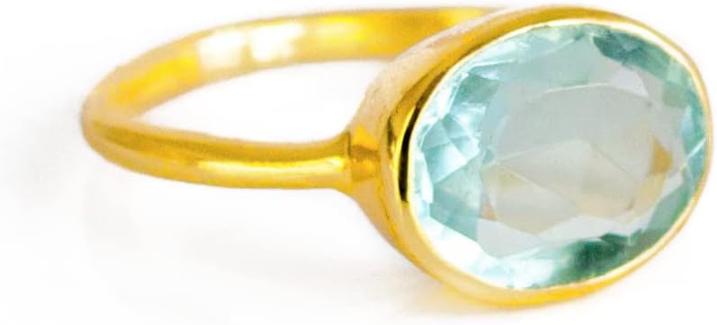 Handmade Blue Topaz ring, stackable ring, Vermeil Gold or silver, bezel set ring, oval ring, blue gemstone ring, December Birthstone ring, london blue topaz