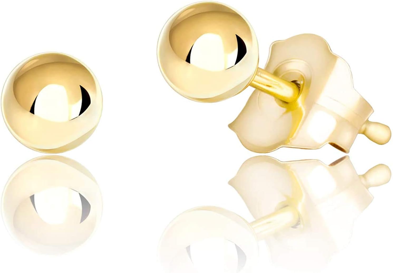 Next Level Jewelry 14K Yellow Gold Polished Ball Stud Earrings 3MM - 8MM, Gold Ball Earrings for Women, Gold Stud Earrings for Women 14K Real Gold, Gold Post Earrings, 100% Real 14K Gold, Next Level Jewelry - 4mm