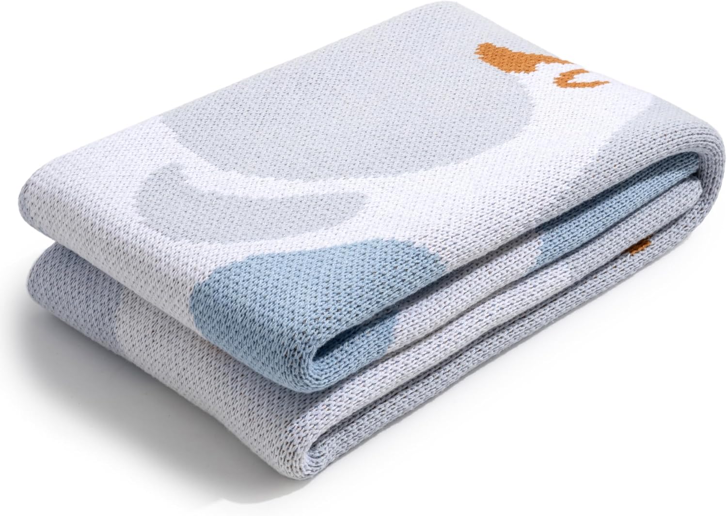 tweezi 100% Organic Cotton Baby Blanket – Soft Knitted Breathable Swaddle Blanket for Crib & Stroller - Newborns, Infants & Toddlers – Hypoallergenic High Density Cotton Knit, 47x32 in (Goose, Blue)