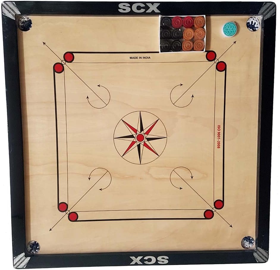 SCEXPORTS Carrom Board Game Regular Full Size Free Coin Set