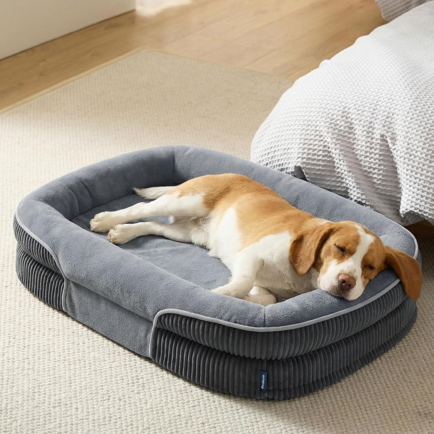 Bedsure Orthopedic Dog Beds Large Sized Dog - 360° Oval Bolster