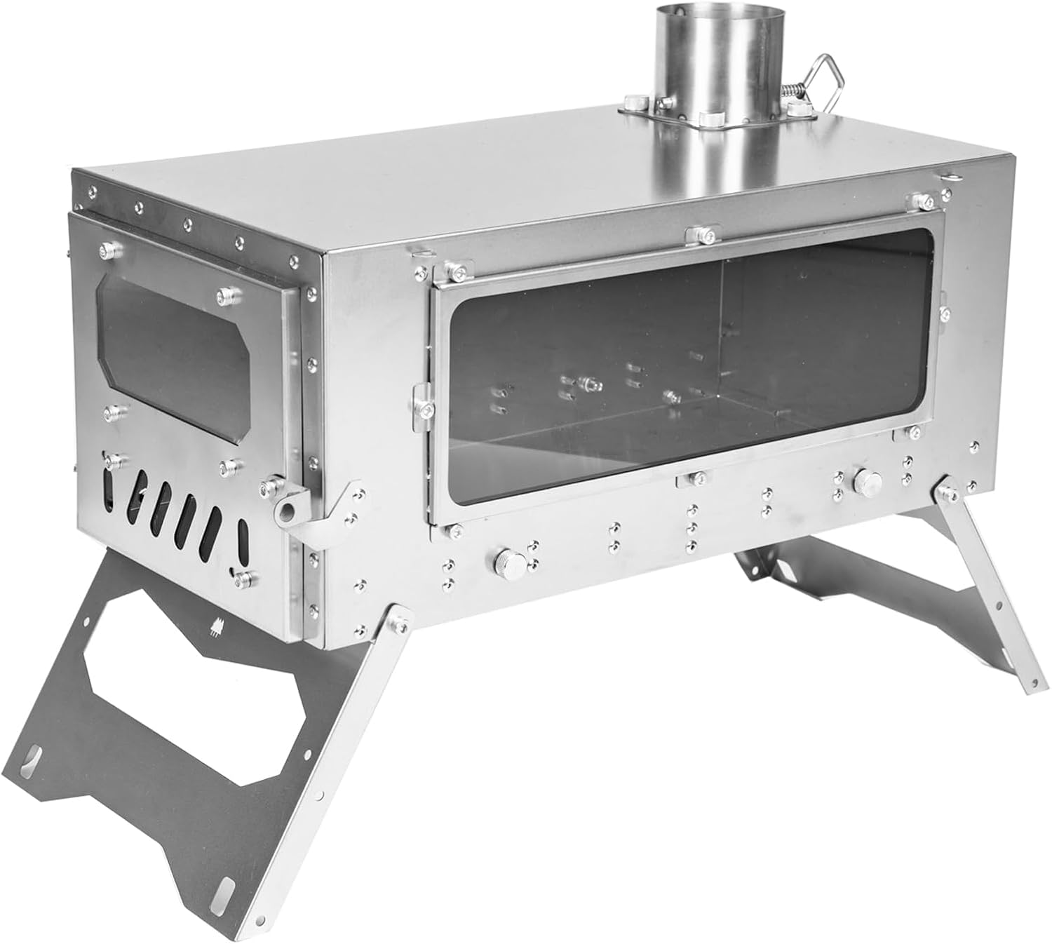 TrekRevive Magma Titanium Hot Tent Stove, Lightweight and Portable, Can Connected to Removable Bottom Oven, Camping Stove with Chimney for Hiking, Tent Heating, Cooking