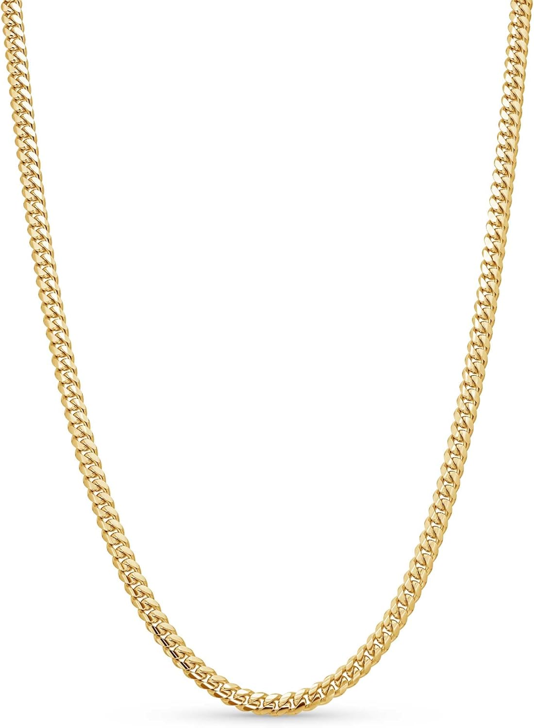 barkevs 4mm Miami Cuban Link Chain Bracelet, 18K Gold Vermeil, .925 Sterling Silver