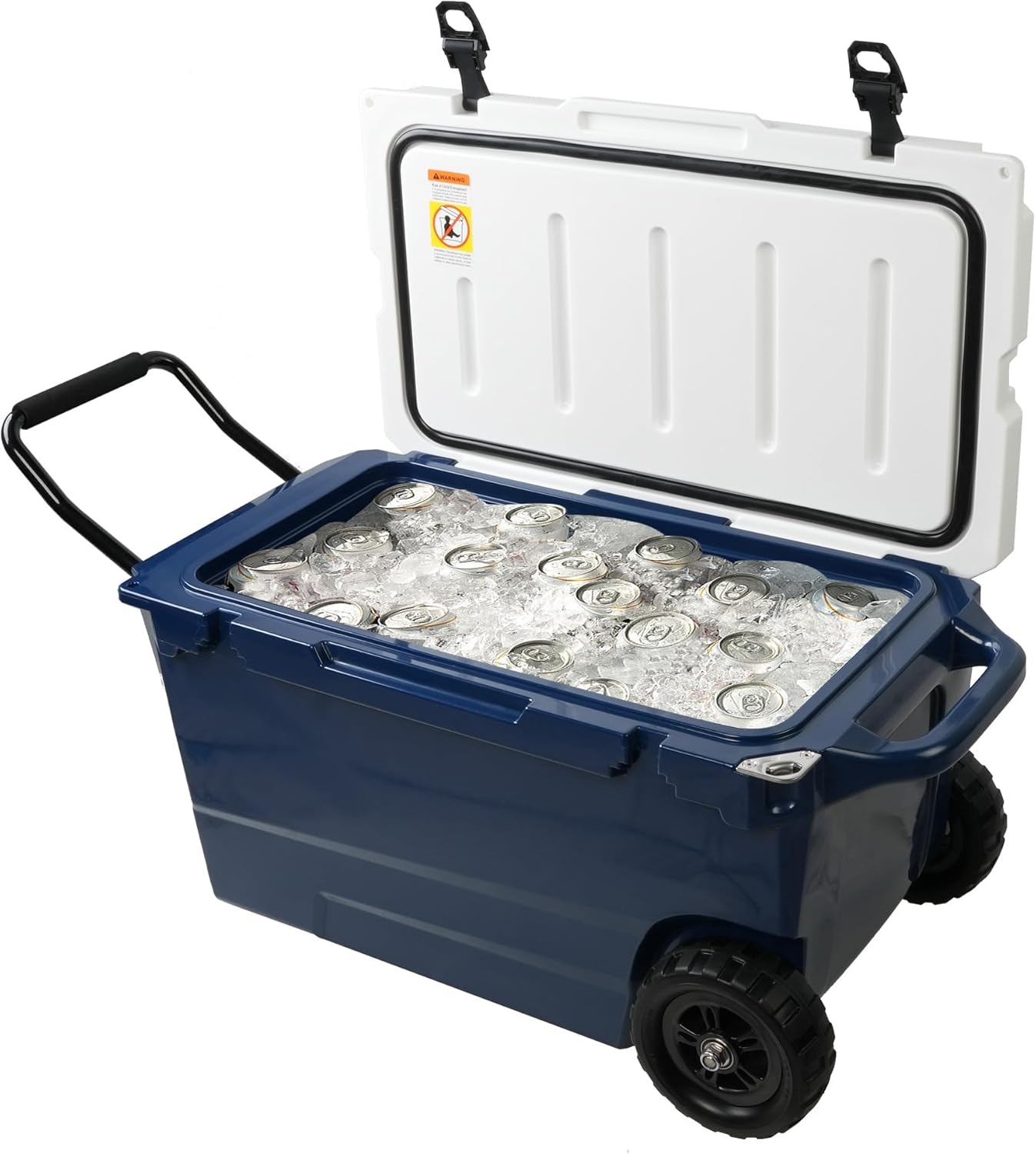 Generic Portable 50 Quart Cooler with Wheels and Handle, Lightweight Ice Chest, Heavy-Duty Hard Cooler for Camping, Fishing & Travel Road Trips, 5-Day Cold Retention